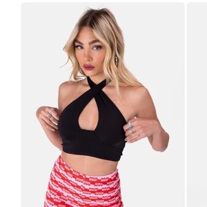 Adika Wilson Wrap Halter Crop Top